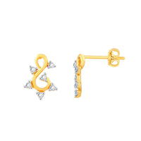atjewels 14K Two Tone Gold Over .925 Sterling Silver Round White CZ S Initial Stud Earrings MOTHER'S DAY SPECIAL OFFER - atjewels.in