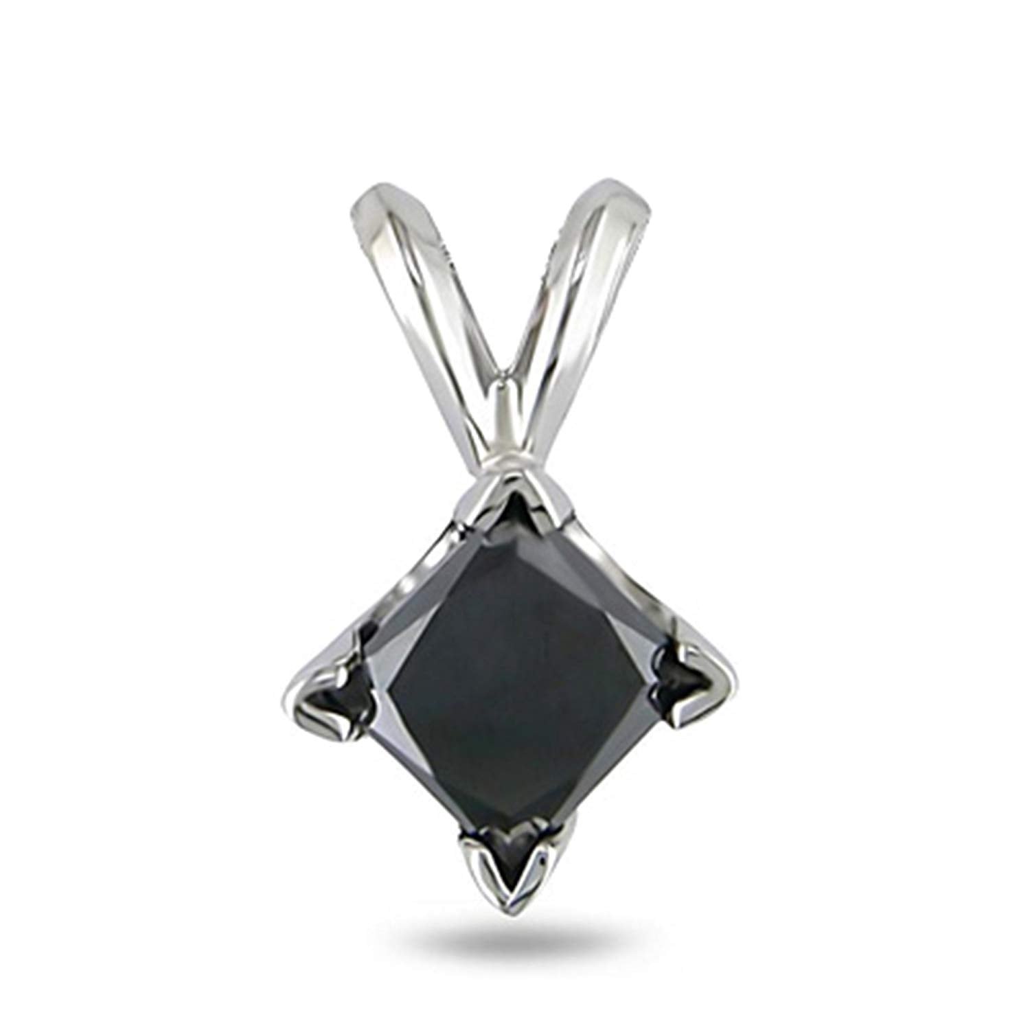 atjewels Square Shape Solitaire V Prong Pendant In Princess Black Diamond 925 Sterling Silver MOTHER'S DAY SPECIAL OFFER - atjewels.in