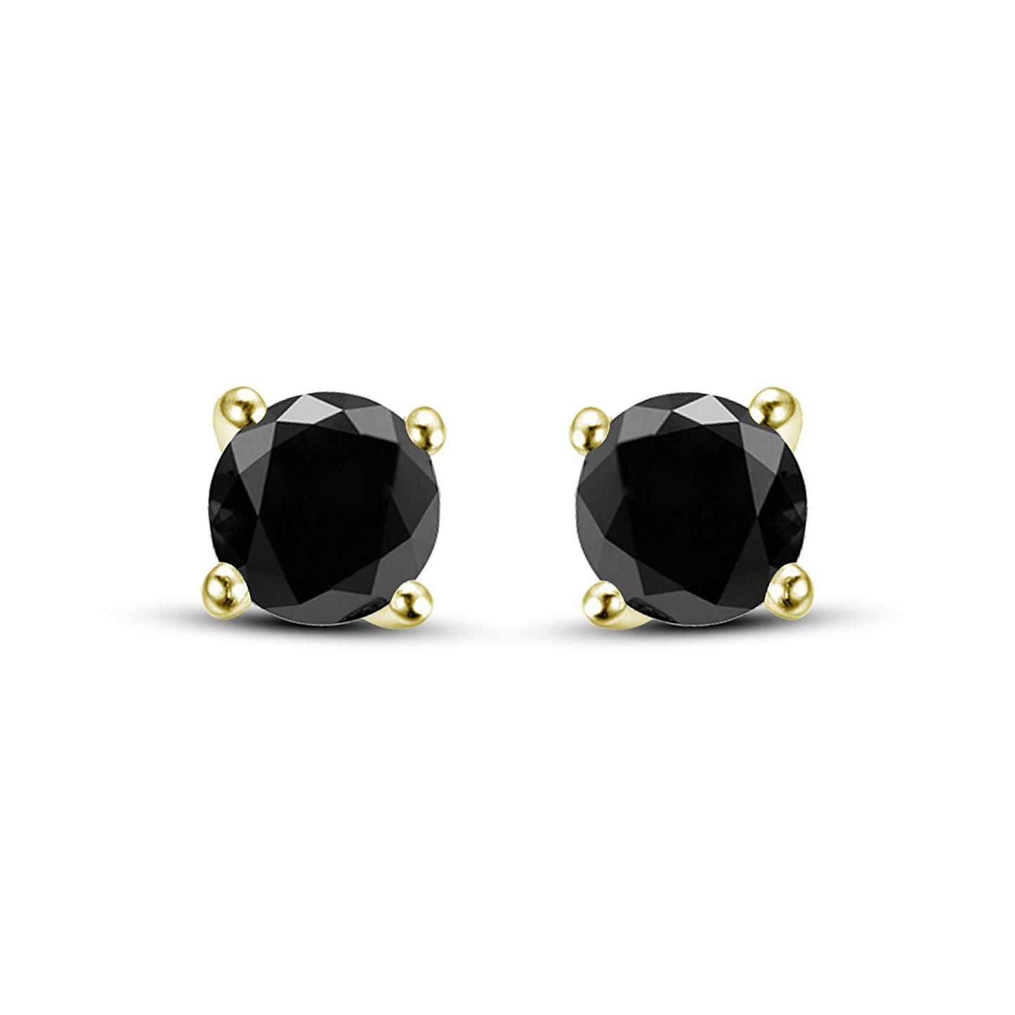 atjewels 14K Yellow Gold Over .925 Sterling Silver Round Cut Black CZ Solitaire Stud Earrings For Women's MOTHER'S DAY SPECIAL OFFER - atjewels.in
