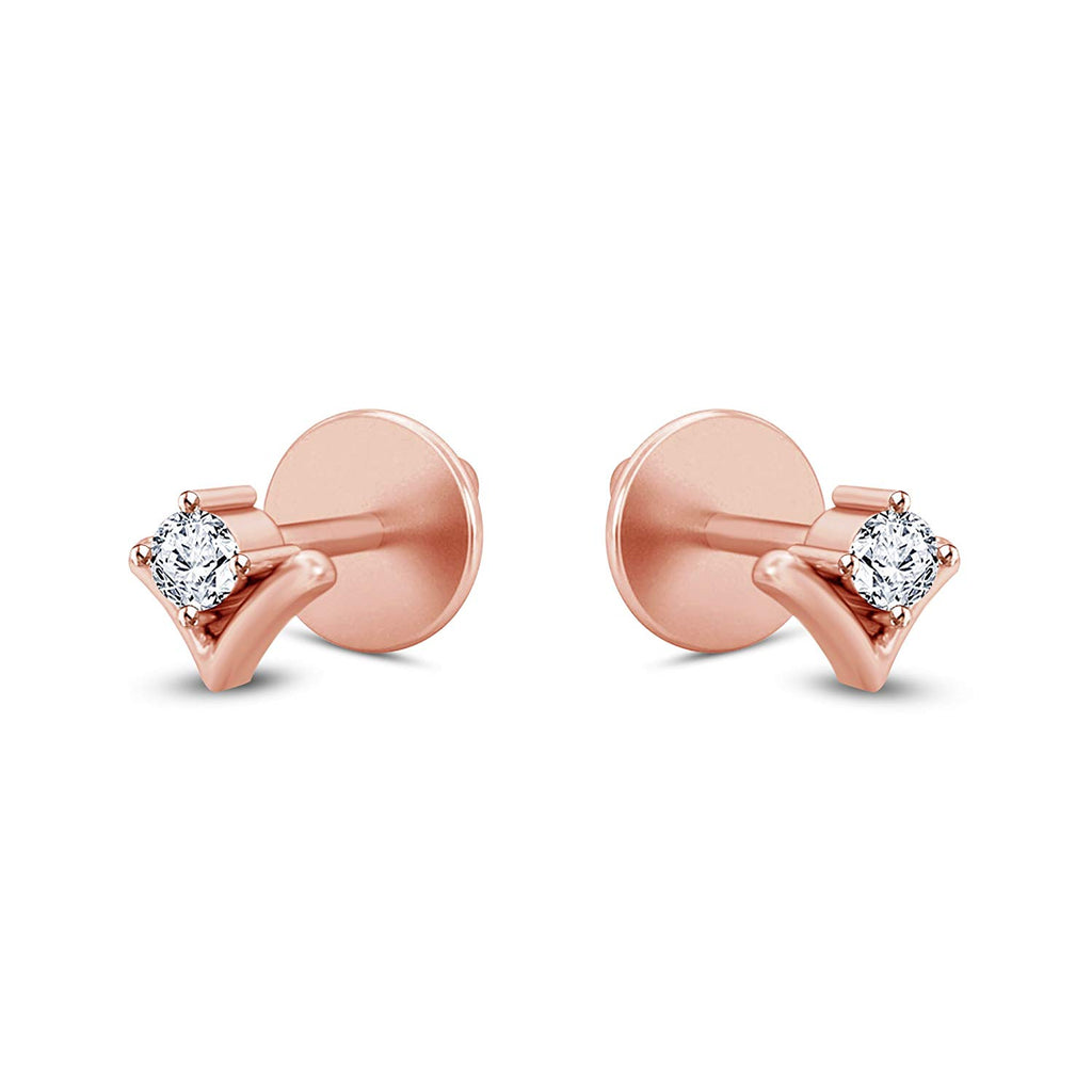 atjewels 18K Rose Gold Over 925 Silver Round White CZ V Shaped Engagement Earrings MOTHER'S DAY SPECIAL OFFER - atjewels.in