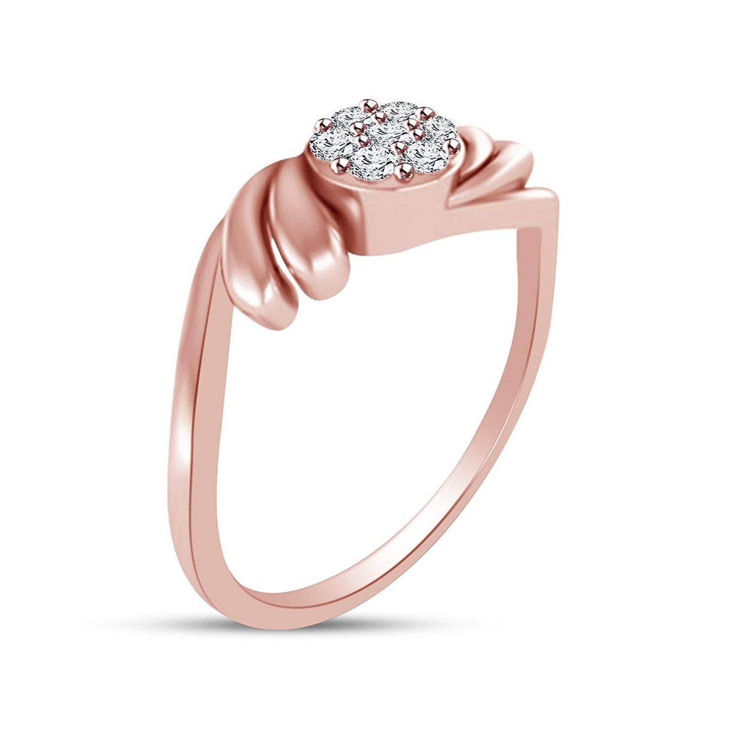 atjewels Round Cut White CZ 14k Rose Gold Over .925 Sterling Silver Bypass Ring For Women's and Girl's - atjewels.in