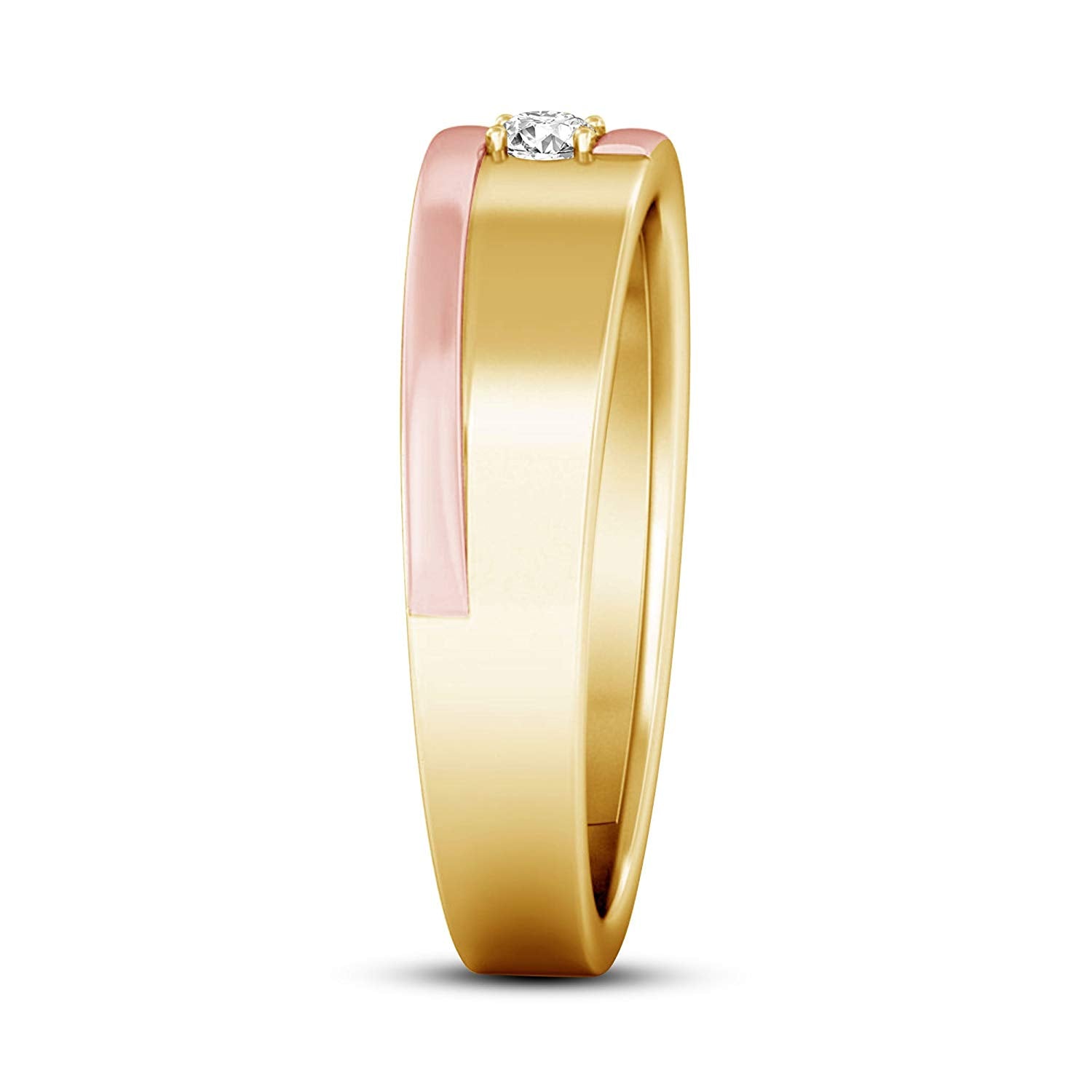 atjewels 14K Yellow and Rose Gold Over 925 Silver Round White Zirconia Men's Band Ring MOTHER'S DAY SPECIAL OFFER - atjewels.in