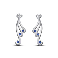 Fashionable 14k White Gold Over .925 Silver Blue Sapphire Women's Stud Earrings MOTHER'S DAY SPECIAL OFFER - atjewels.in