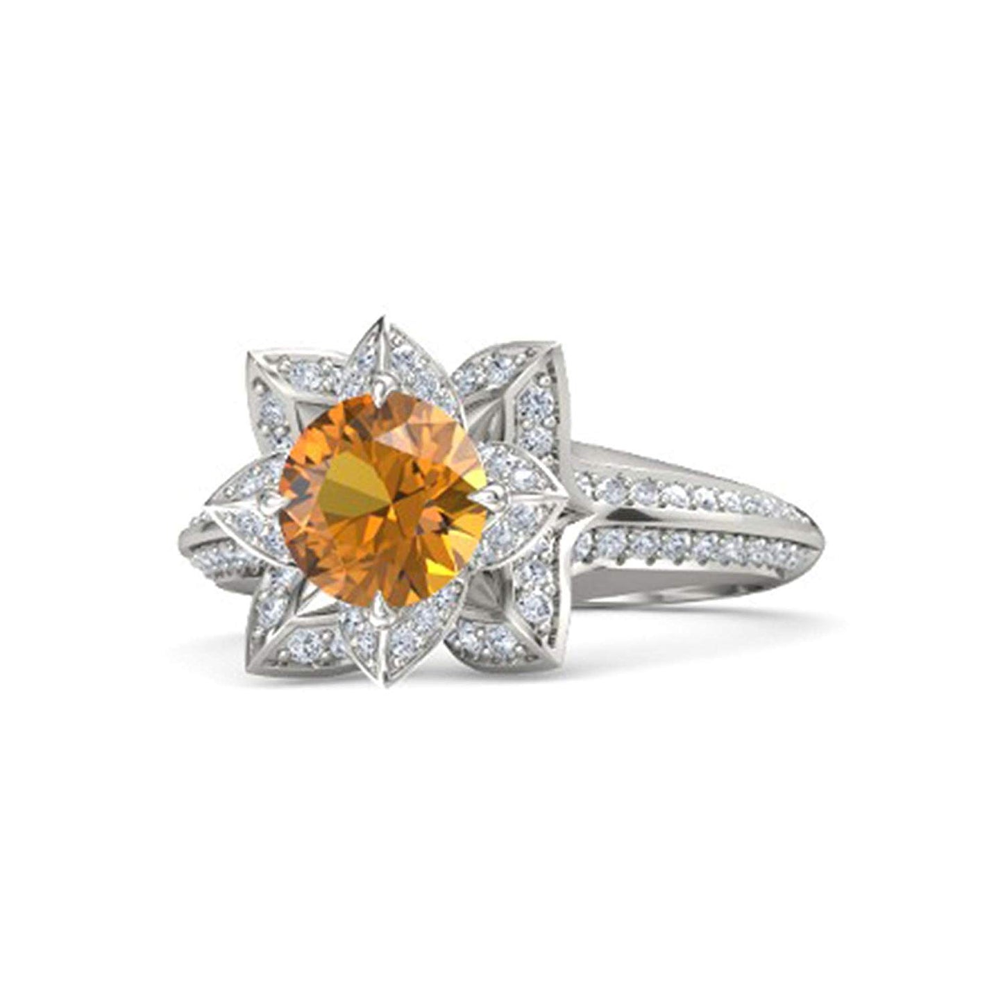 atjewels 925 Sterling Silver Round Cut Multi-Color Gemstone With White Czubic Zircon Lotus Ring For Women's MOTHER'S DAY SPECIAL OFFER - atjewels.in