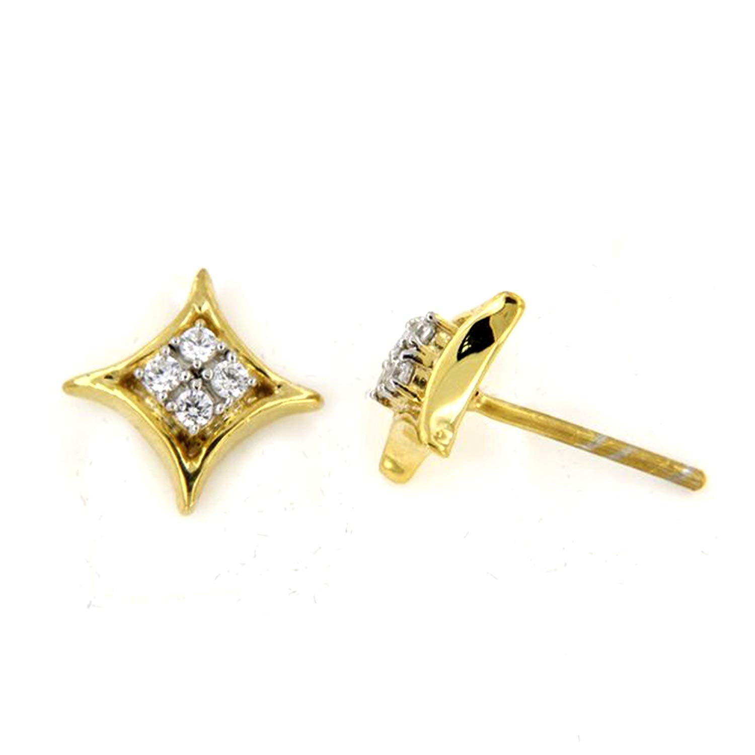 atjewels White CZ Anniversary Stud Earrings in 18k Yellow Gold Over 925 Sterling Silver MOTHER'S DAY SPECIAL OFFER - atjewels.in