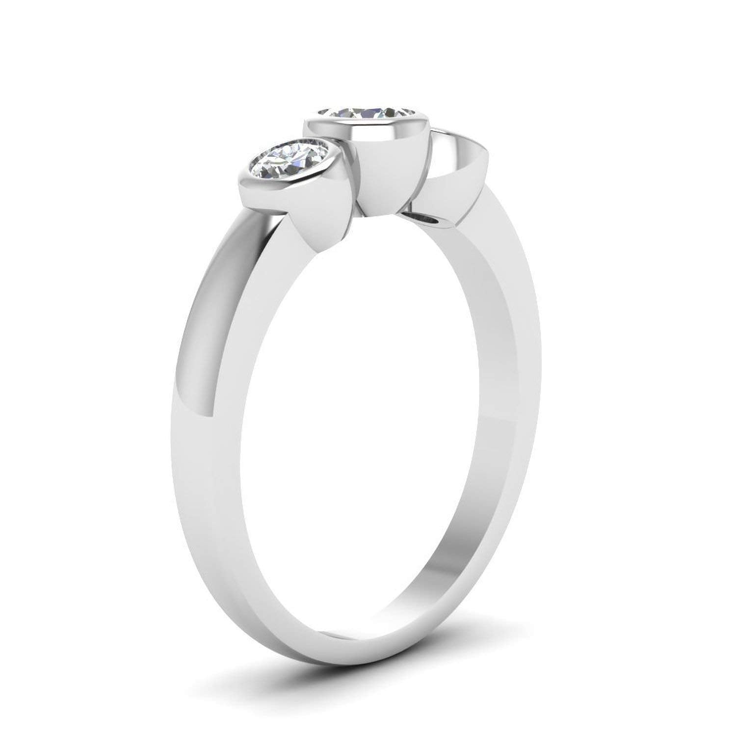 atjewels White CZ 18K White Gold Over .925 Sterling Silver Three Stone Engagement Ring MOTHER'S DAY SPECIAL OFFER - atjewels.in