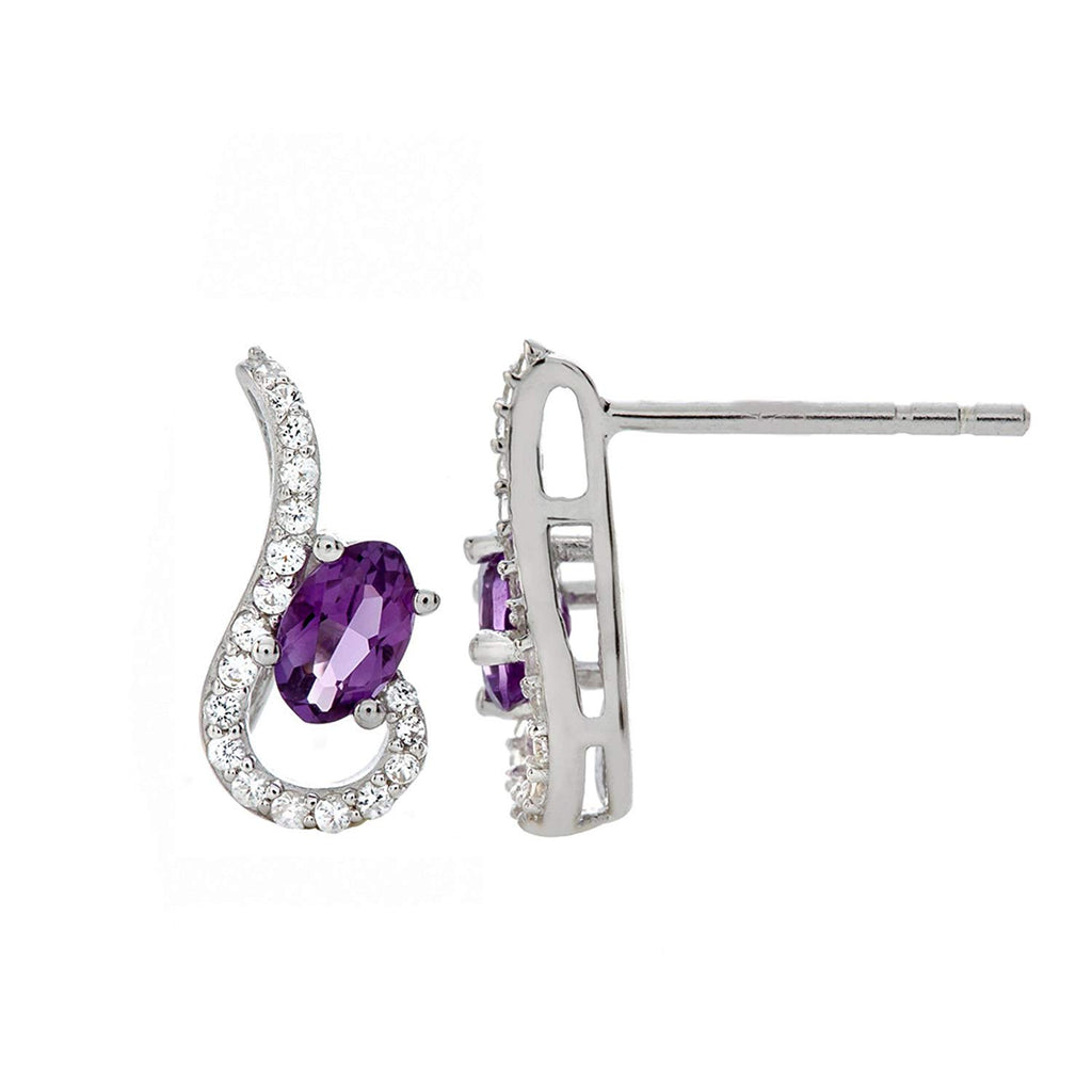 atjewels Oval & Round Cut Purple Amethyst & White CZ .925 Sterling Silver Earrings, Ring & Pendant Fashion Jewelry Set For Women's/Girl's For Ganesh Chaturthi Special - atjewels.in