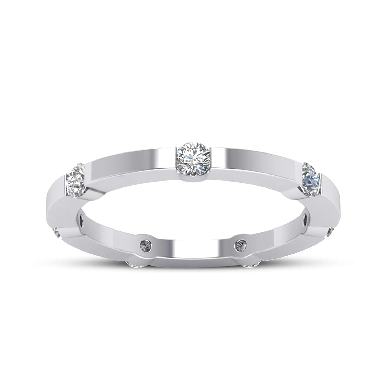 atjewels 18K White Gold Over 925 Sterling Silver Round White CZ Eternity Band Ring MOTHER'S DAY SPECIAL OFFER - atjewels.in