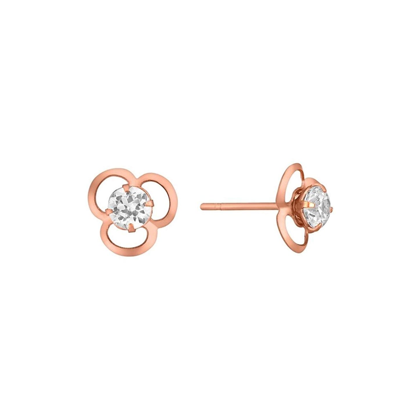 atjewels 14k Rose Gold Over 925 Sterling Round Cut Cubic Zirconia Flower Stud Earrings For Women's MOTHER'S DAY SPECIAL OFFER - atjewels.in
