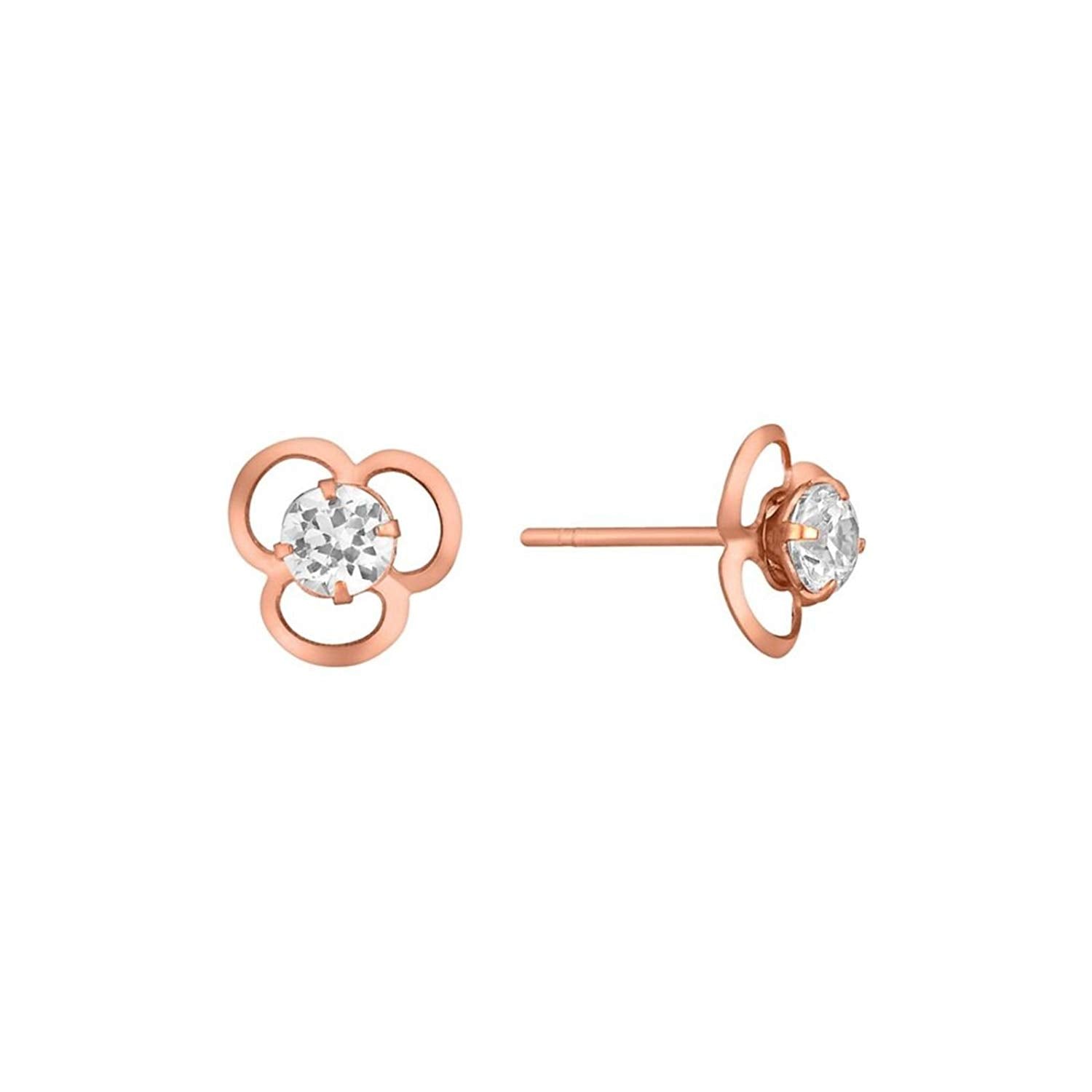 atjewels 14k Rose Gold Over 925 Sterling Round Cut Cubic Zirconia Flower Stud Earrings For Women's MOTHER'S DAY SPECIAL OFFER - atjewels.in
