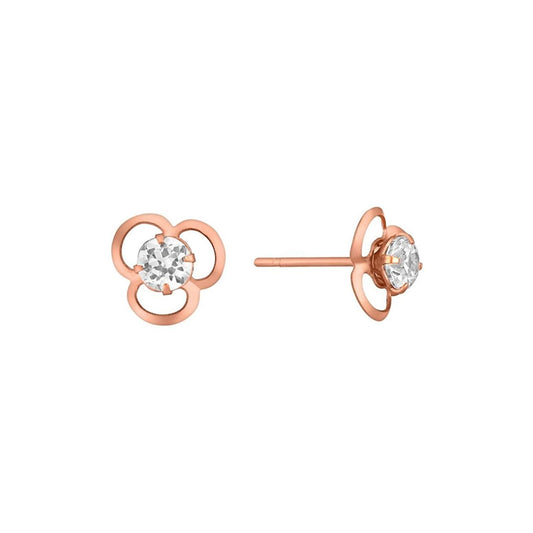 atjewels 14k Rose Gold Over 925 Sterling Round Cut Cubic Zirconia Flower Stud Earrings For Women's MOTHER'S DAY SPECIAL OFFER - atjewels.in