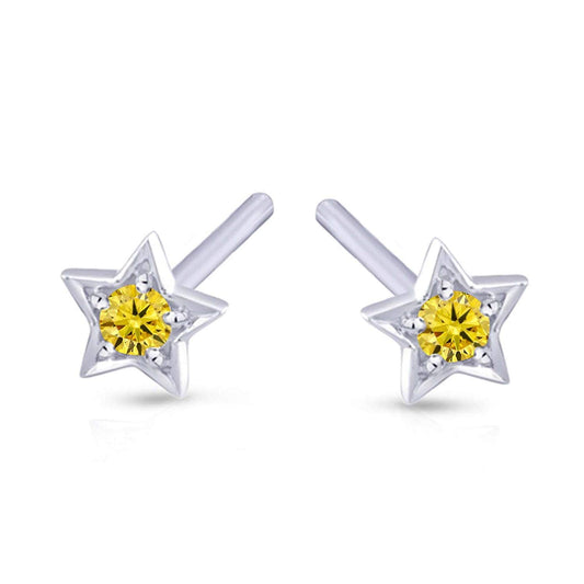 atjewels .925 Sterling Silver Round Cut Yellow Citrine Star Stud Earrings For Women's MOTHER'S DAY SPECIAL OFFER - atjewels.in