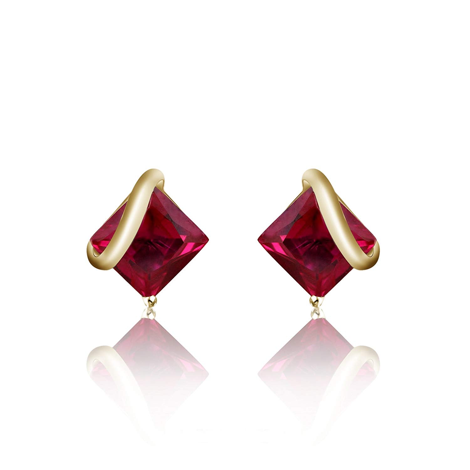 Ruby square earrings sales