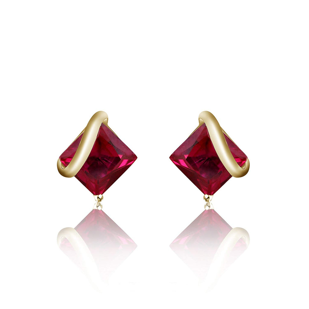 14k Yellow Gold Over Sterling Princess Cut Ruby Stud Earrings For Women's MOTHER'S DAY SPECIAL OFFER - atjewels.in