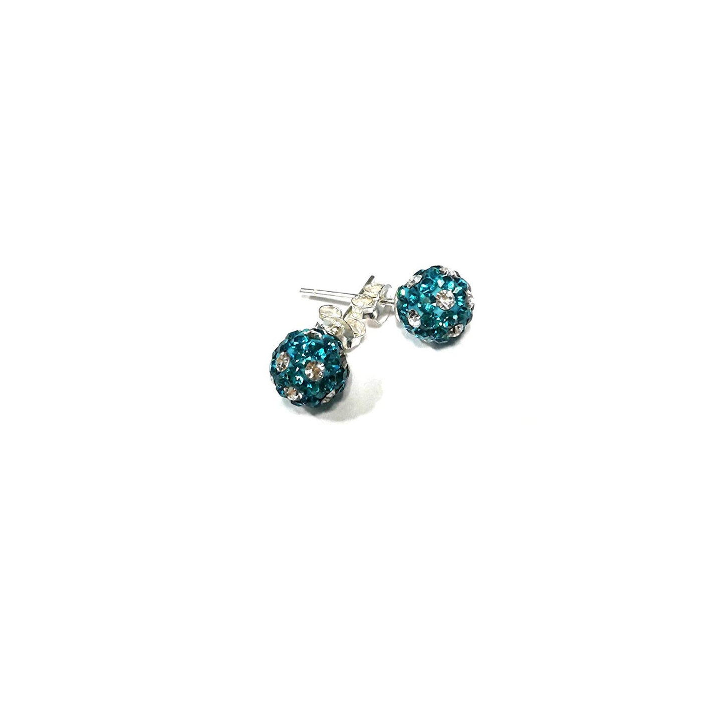 atjewels Round Cut Crystal Sterling Silver Pave Ball Stud Earrings, Crystal Fireball Disco Ball Earrings 1 Pair For Girl's and Women's Fancy Party Wear Earrings - atjewels.in