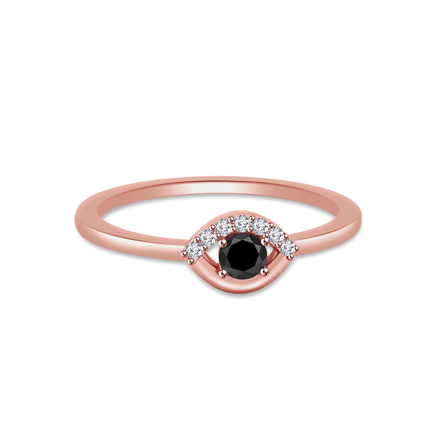 atjewels Round Black and White CZ Cocktail Ring in 14K Rose Gold Over 925 Silver Sterling MOTHER'S DAY SPECIAL OFFER - atjewels.in