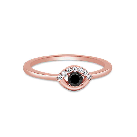 atjewels Round Black and White CZ Cocktail Ring in 14K Rose Gold Over 925 Silver Sterling MOTHER'S DAY SPECIAL OFFER - atjewels.in