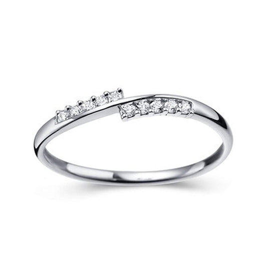 atjewels Bypass Ring with Round White Zirconia 14K White Gold Over 925 Sterling Silver MOTHER'S DAY SPECIAL OFFER - atjewels.in