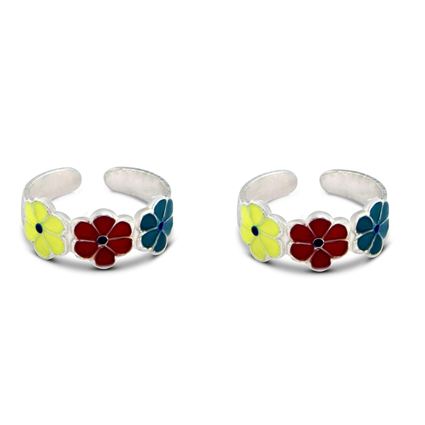 atjewels Valentine Special 925 Sterling Silver Mina work Adjustable ToeRing For Women - atjewels.in