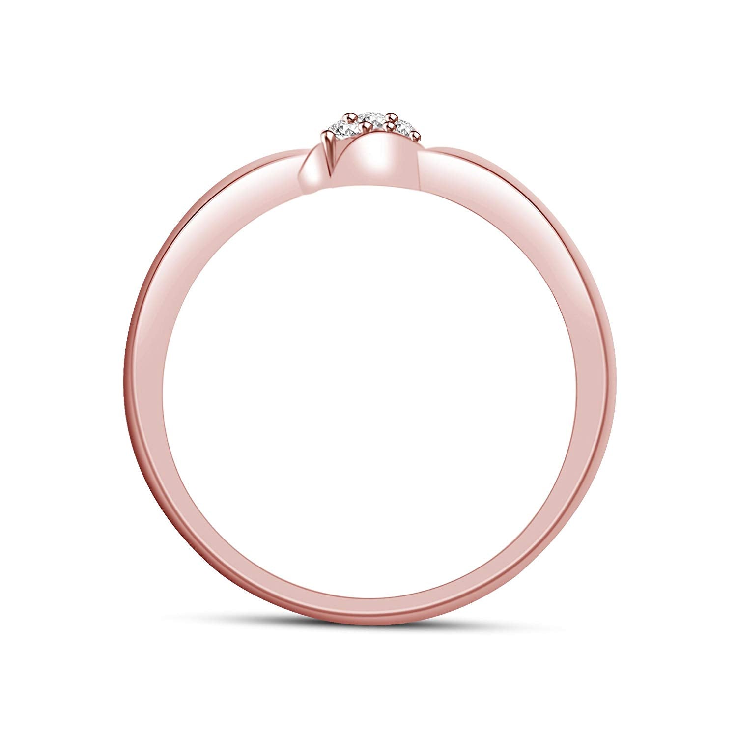 atjewels 14K Rose Gold Over Sterling Round White CZ in Prong Set Three Stone Ring for Women's MOTHER'S DAY SPECIAL OFFER - atjewels.in