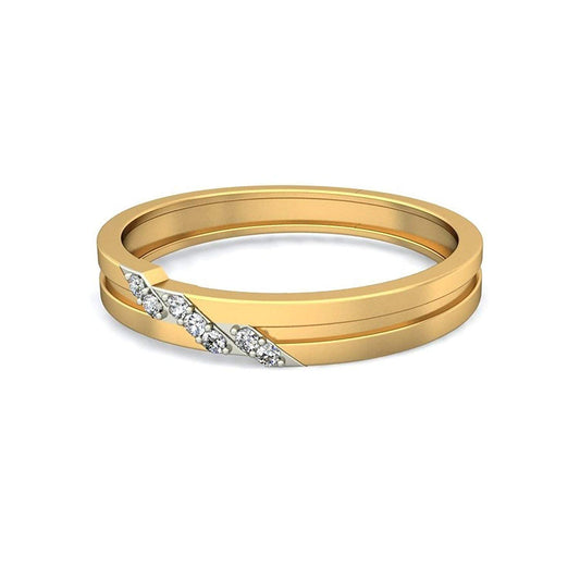 atjewels 14K Yellow and White Gold Over 925 Sterling Silver Round White Zirconia Engagement Band Ring (10) MOTHER'S DAY SPECIAL OFFER - atjewels.in