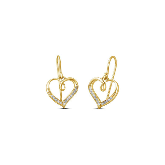 atjewels Round White Zirconia 14K Yellow Gold Plated on 925 Silver Heart Hook Earrings for Women's MOTHER'S DAY SPECIAL OFFER - atjewels.in
