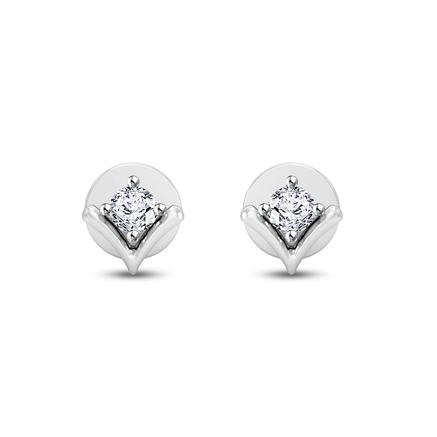 atjewels 925 Sterling Silver Round White CZ V Shaped Engagement Earrings MOTHER'S DAY SPECIAL OFFER - atjewels.in