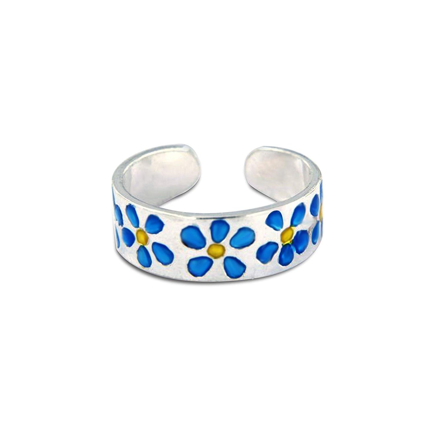 atjewels 925 Sterling Silver Multi Colour Adjustable ToeRing for Women - atjewels.in