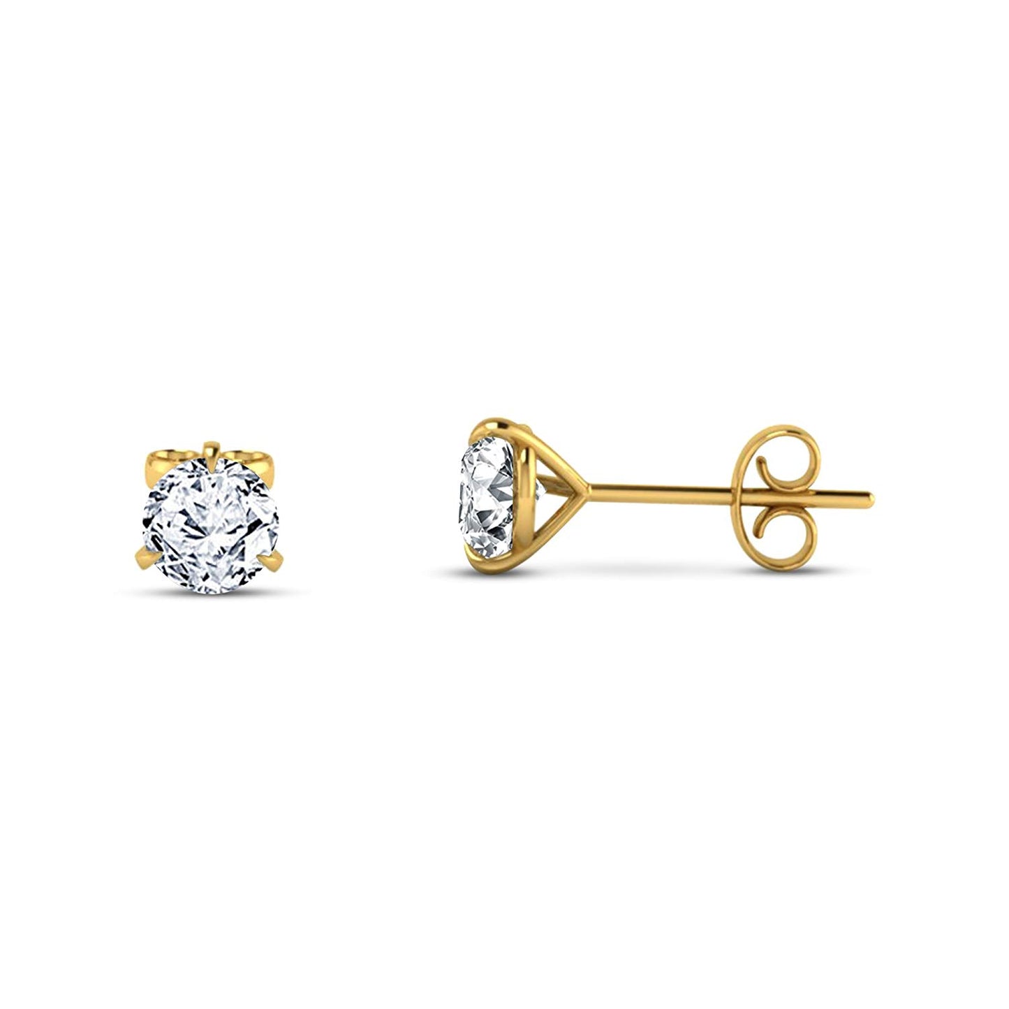 atjewels Beautiful 18K Yellow Gold Over .925 Sterling Silver Round Cut White CZ Wedding Stud Earrings MOTHER'S DAY SPECIAL OFFER - atjewels.in