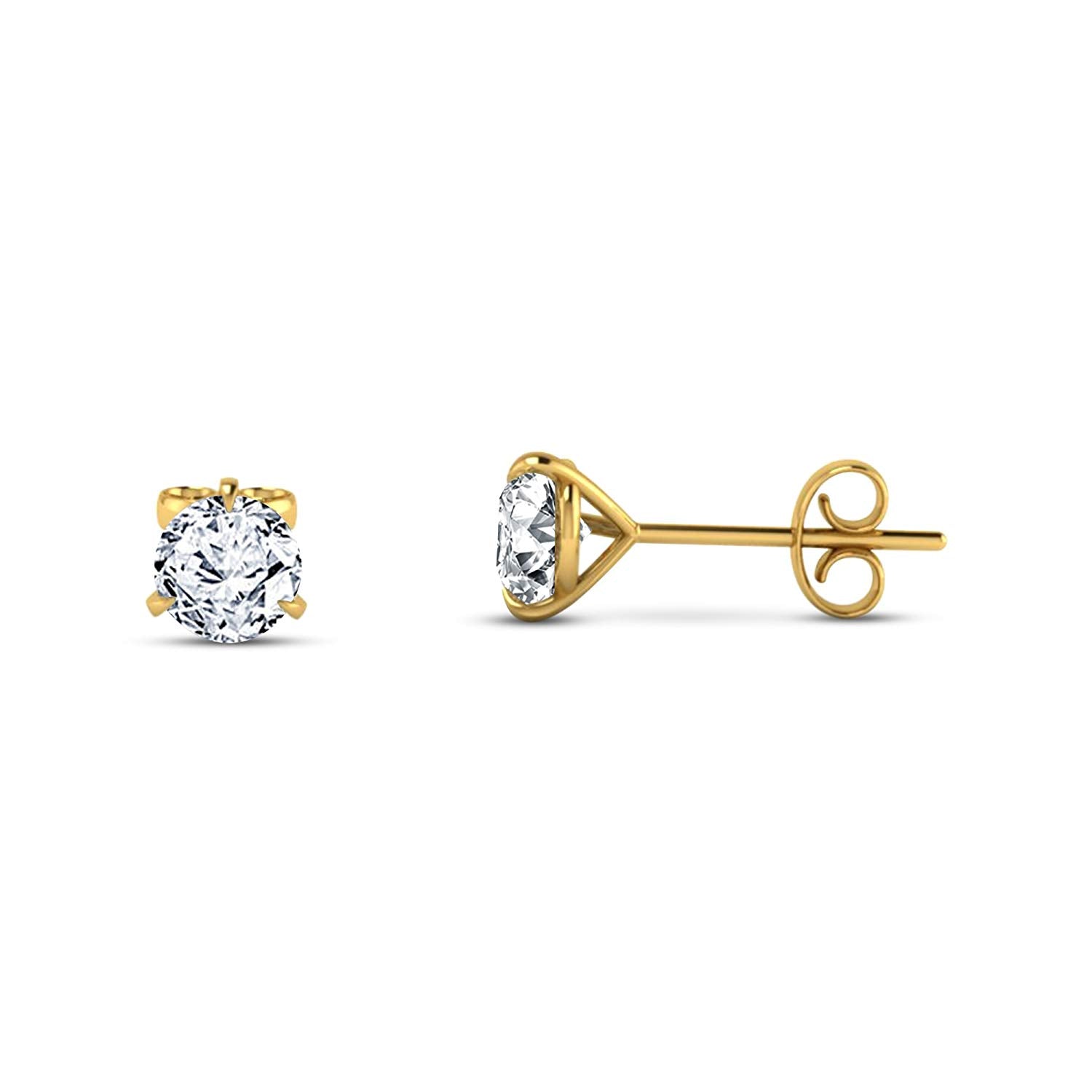 atjewels Beautiful 18K Yellow Gold Over .925 Sterling Silver Round Cut White CZ Wedding Stud Earrings MOTHER'S DAY SPECIAL OFFER - atjewels.in