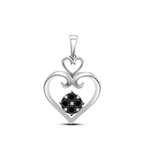 atjewels Round Black and White Zirconia With 925 Sterling Silver Heart Pendant For Women's MOTHER'S DAY SPECIAL OFFER - atjewels.in