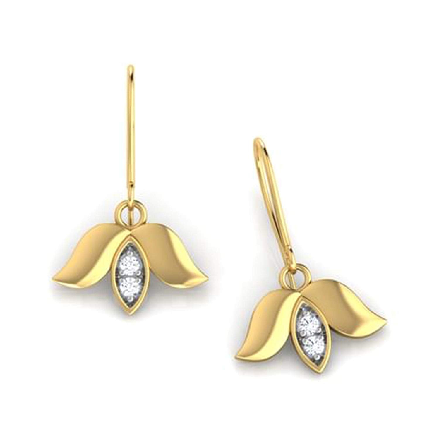 atjewels Round White Zirconia 14K Yellow Gold Over 925 Sterling Lakshmi Lotus Hook Earrings MOTHER'S DAY SPECIAL OFFER - atjewels.in