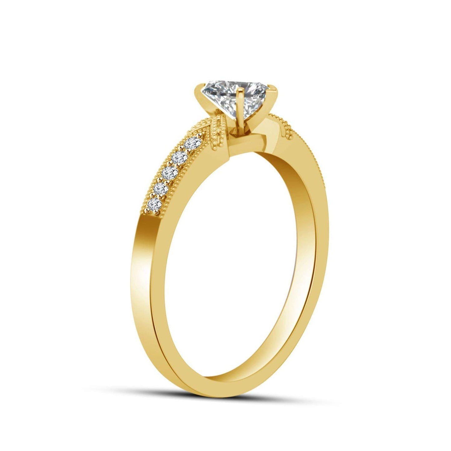 atjewels 14K Yellow Gold Over 925 Sterling Silver with White CZ Heart Ring US 6 MOTHER'S DAY SPECIAL OFFER - atjewels.in