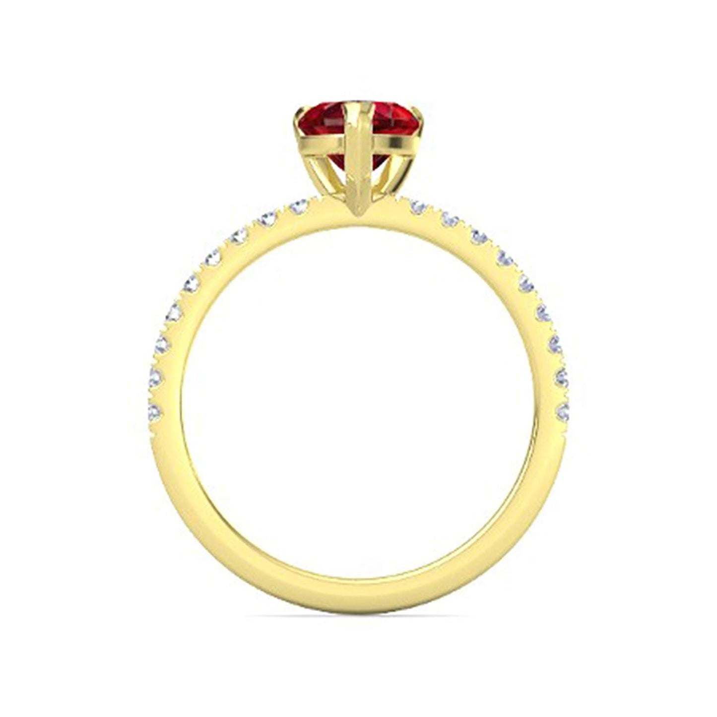 atjewels 14K Yellow Gold Plated on .925 Sterilng Silver Heart Shape Garnet & Round Cut White CZ Band Ring MOTHER'S DAY SPECIAL OFFER - atjewels.in