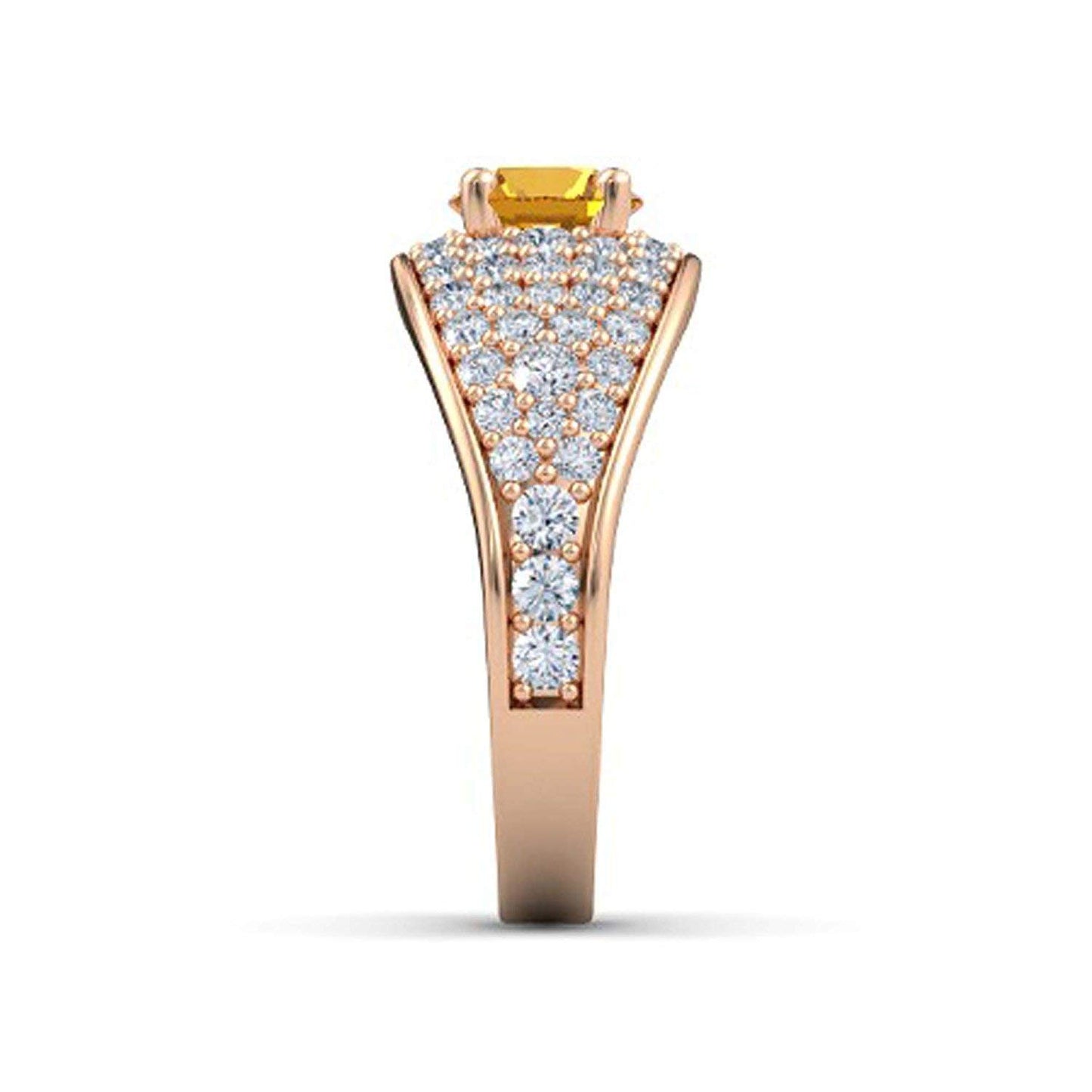 atjewels Round Cut Gemstone & White CZ 14k Rose Gold Over .925 Sterling Silver Solitaire w/ Accents Engagement Ring For Girl's and Women's For Navratri Special - atjewels.in