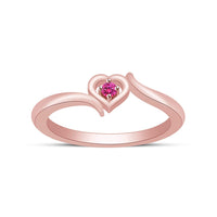 atjewels 14K Rose Gold on 925 Sterling Silver Pink Sapphire Solitaire Heart Ring MOTHER'S DAY SPECIAL OFFER - atjewels.in