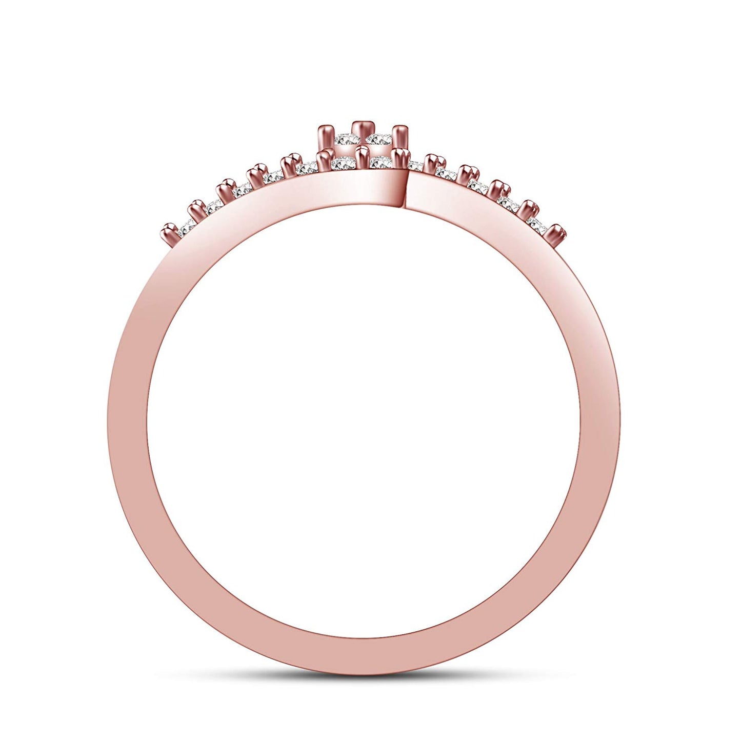 atjewels 0.38 CT 14K Rose Gold Over .925 Sterling Silver White Cubic Zirconia Bypass Ring Size 7 MOTHER'S DAY SPECIAL OFFER - atjewels.in