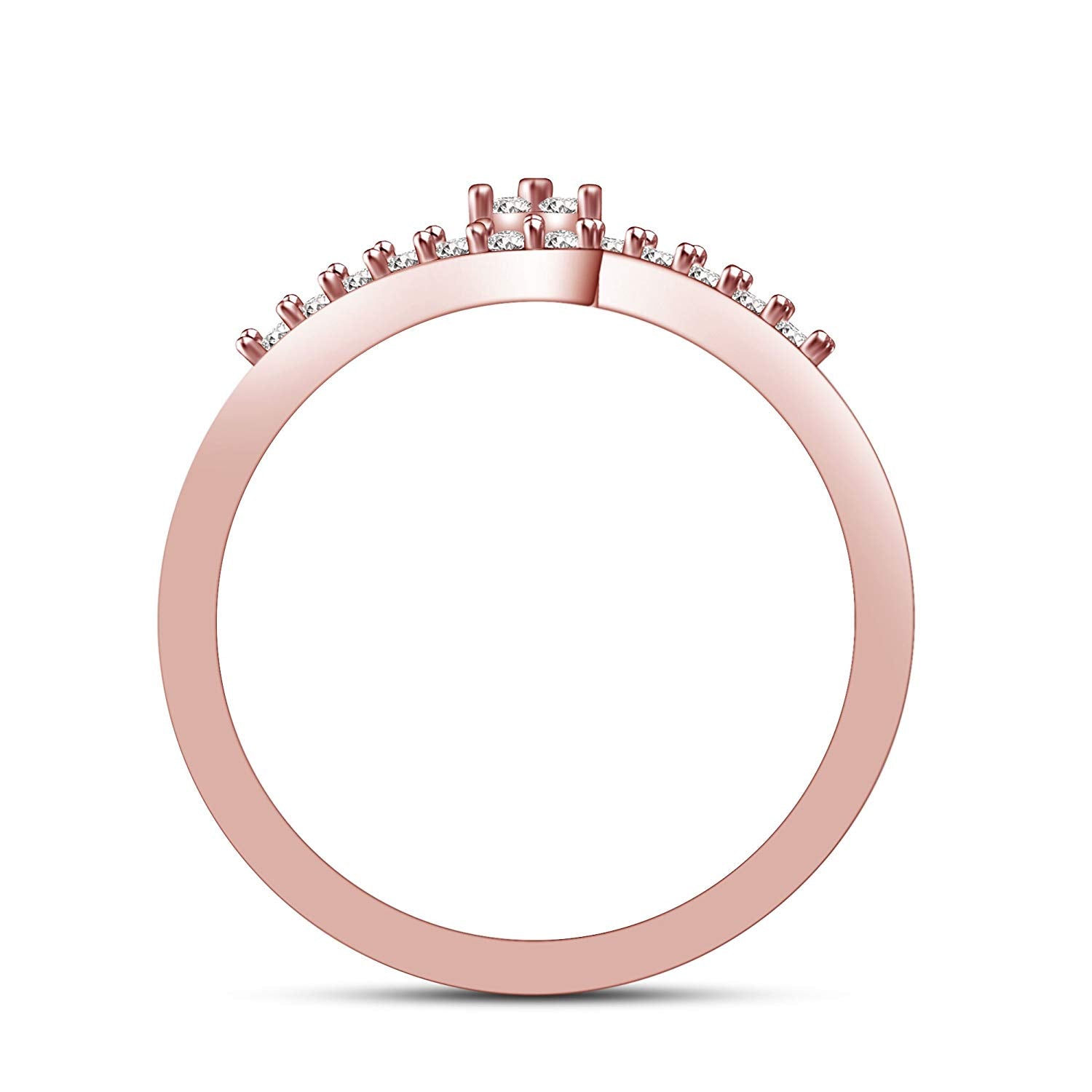 atjewels 0.38 CT 14K Rose Gold Over .925 Sterling Silver White Cubic Zirconia Bypass Ring Size 7 MOTHER'S DAY SPECIAL OFFER - atjewels.in