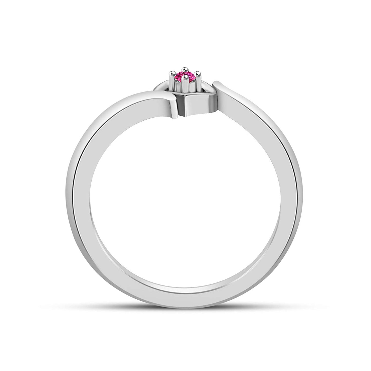 atjewels 14K White Gold on 925 Sterling Silver Pink Sapphire Solitaire Heart Ring MOTHER'S DAY SPECIAL OFFER - atjewels.in