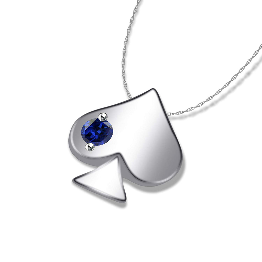 atjewels Blue Sapphire Ace of Spades Solitaire Without Chain Pendant in 925 Sterling Silver MOTHER'S DAY SPECIAL OFFER - atjewels.in