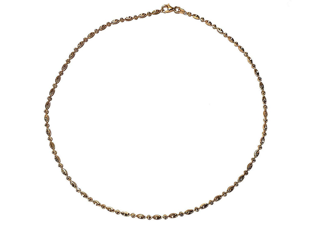 Anopchand Tilokchand Jewellers 14k Solid Rose Gold over 925 Sterling Silver 26" Beaded Chain Strand Necklace for Men Women - atjewels.in
