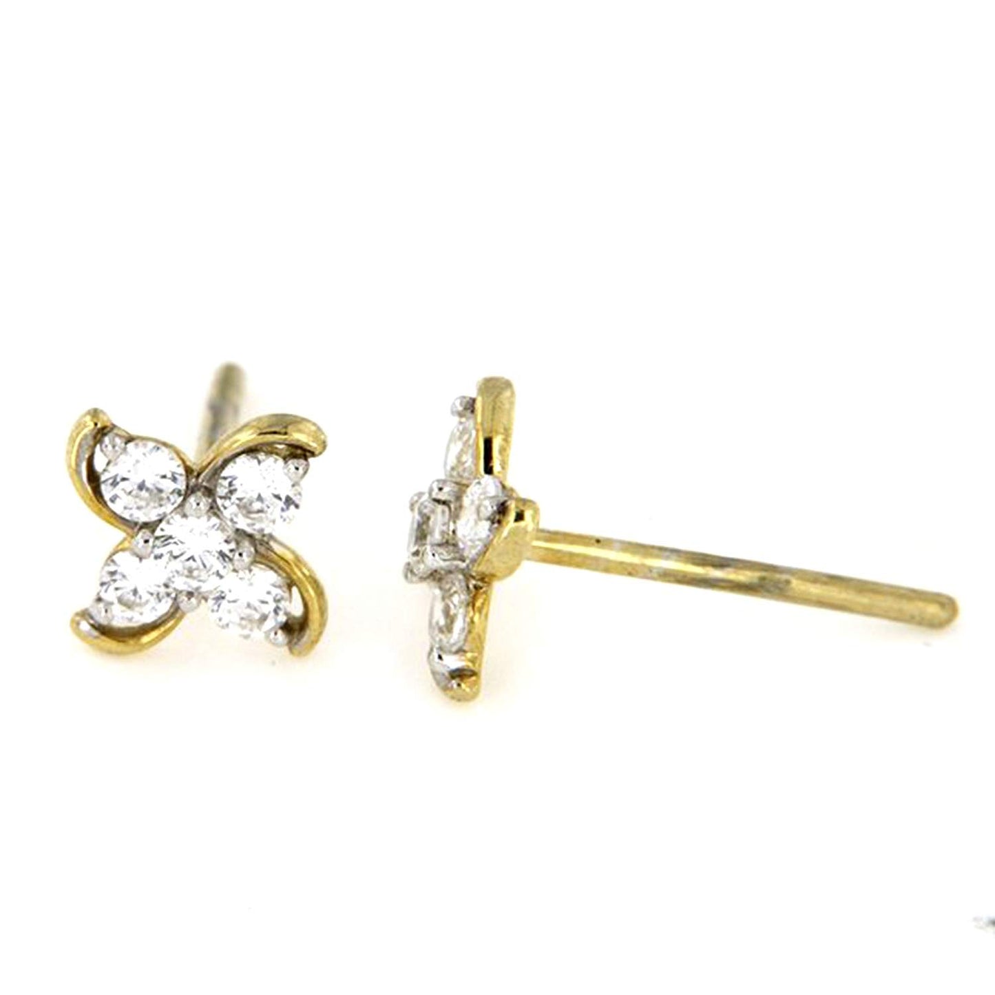 atjewels Women's Daily Use White CZ Fashion Stud Earrings in 18k Yellow Gold Over 925 Sterling MOTHER'S DAY SPECIAL OFFER - atjewels.in