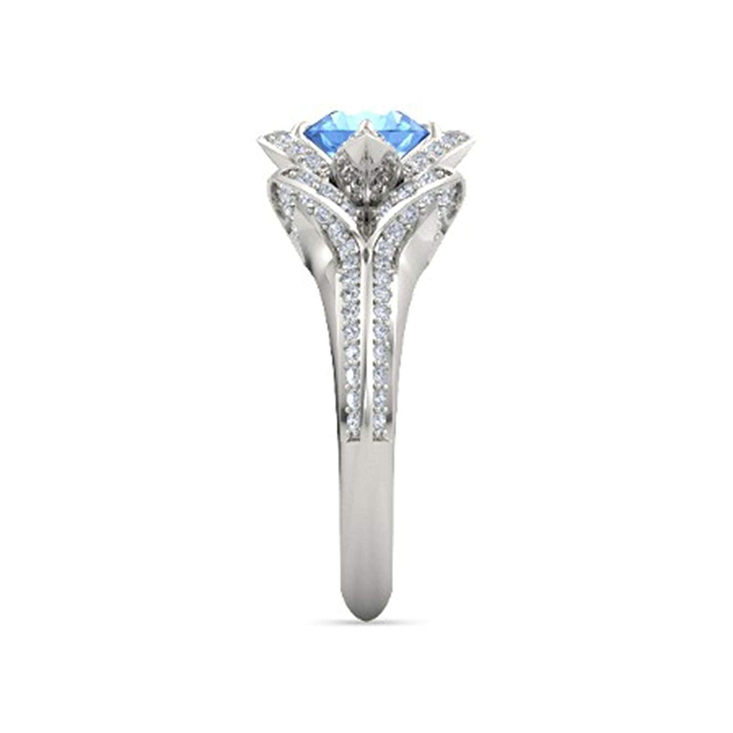 atjewels 925 Sterling Silver Round Cut Multi-Color Gemstone With White Czubic Zircon Lotus Ring For Women's MOTHER'S DAY SPECIAL OFFER - atjewels.in