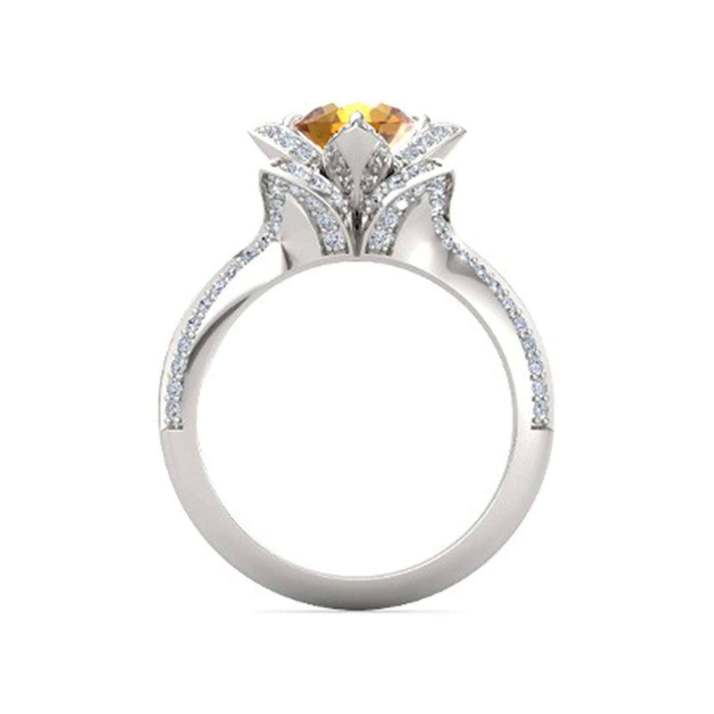 atjewels 925 Sterling Silver Round Cut Multi-Color Gemstone With White Czubic Zircon Lotus Ring For Women's MOTHER'S DAY SPECIAL OFFER - atjewels.in