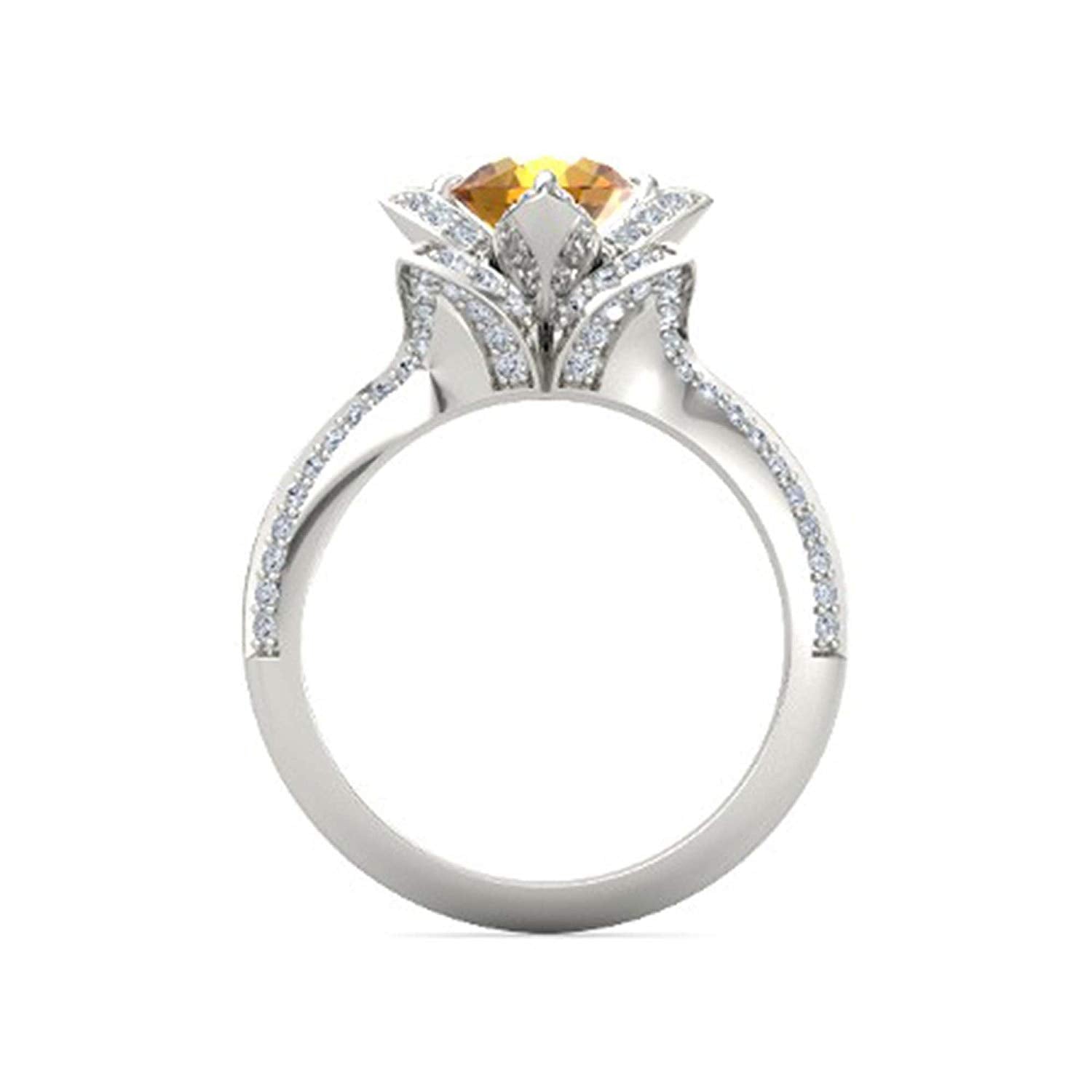 atjewels 925 Sterling Silver Round Cut Multi-Color Gemstone With White Czubic Zircon Lotus Ring For Women's MOTHER'S DAY SPECIAL OFFER - atjewels.in