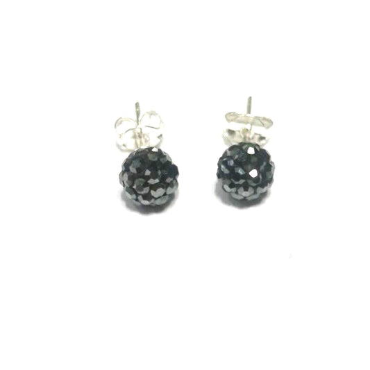 atjewels Round Cut Crystal Sterling Silver Pave Ball Stud Earrings, Crystal Fireball Disco Ball Earrings 1 Pair For Girl's and Women's Fancy Party Wear Earrings - atjewels.in