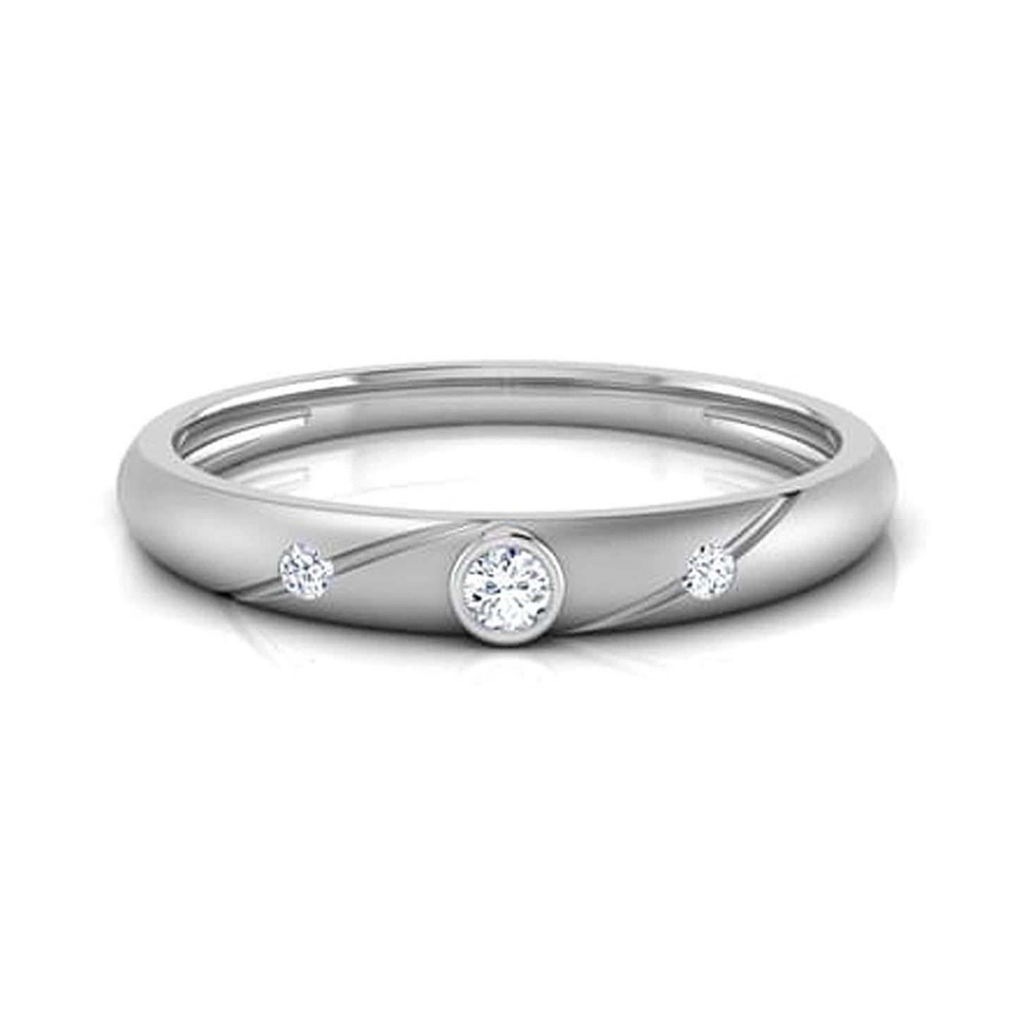 atjewels 14K White Gold Over 925 Sterling with White Round Zirconia Three Stone Ring (7) MOTHER'S DAY SPECIAL OFFER - atjewels.in