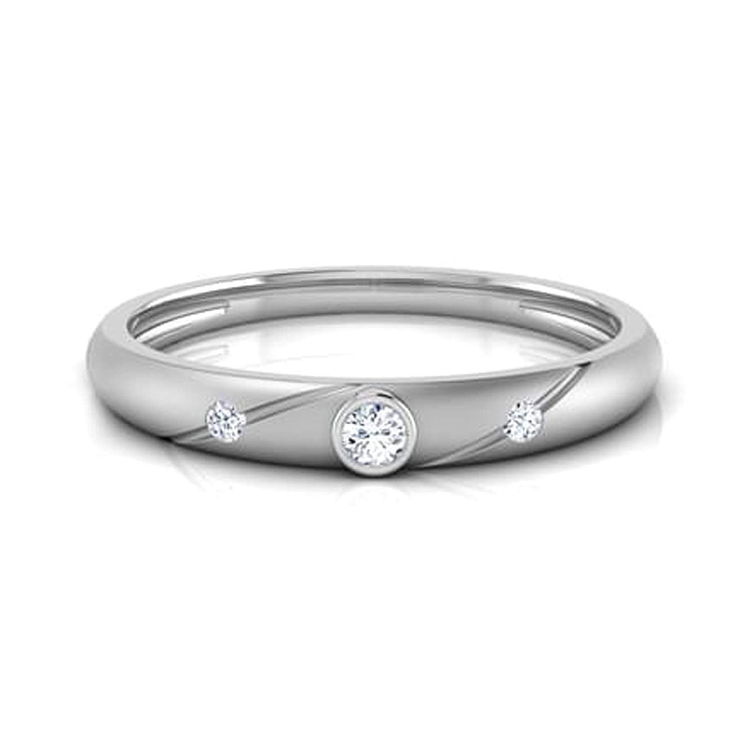 atjewels 14K White Gold Over 925 Sterling with White Round Zirconia Three Stone Ring (12) MOTHER'S DAY SPECIAL OFFER - atjewels.in