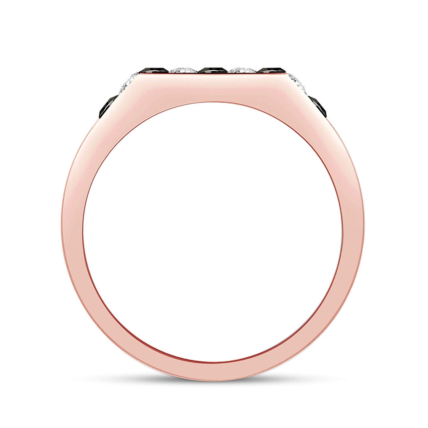 atjewels 18K Rose Gold Over 925 Sterling Silver Princess Cut Black and White CZ Wedding Band Ring MOTHER'S DAY SPECIAL OFFER - atjewels.in