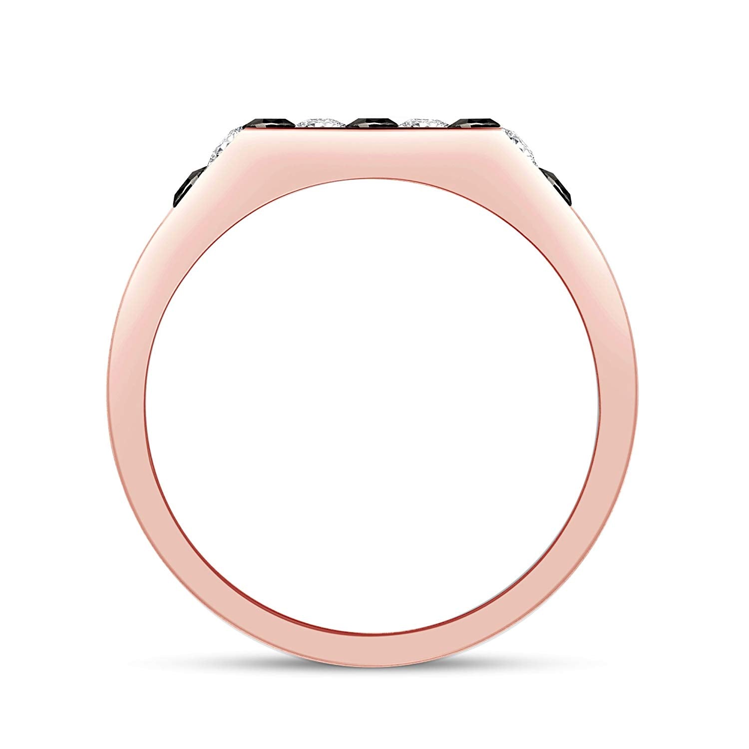 atjewels 18K Rose Gold Over 925 Sterling Silver Princess Cut Black and White CZ Wedding Band Ring MOTHER'S DAY SPECIAL OFFER - atjewels.in